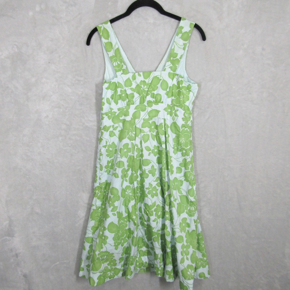Garnet Hill Floral Print Sleeveless Dress Women's Size 6P Green White - Picture 4 of 12